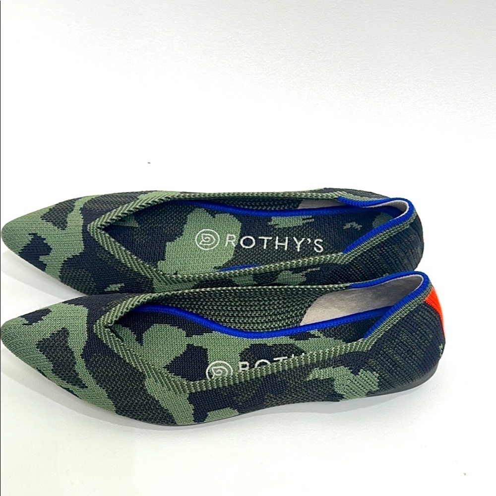 Rothy's Women's Camouflage Flats - Green and‎ Orange Pointed toe size 6